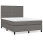 vidaXL Cama box spring con colchón cuero sintético gris 140x200 cm vidaXL Cama box spring con colchón cuero sintético gris 140x200 cm