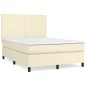vidaXL Cama box spring con colchón cuero sintético crema 140x190 cm