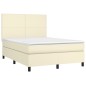 vidaXL Cama box spring con colchón cuero sintético crema 140x190 cm