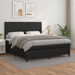 vidaXL Cama box spring con colchón cuero sintético negro 180x200 cm
