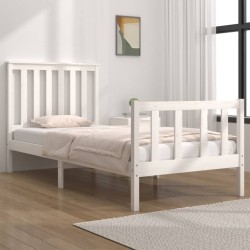 vidaXL Estructura cama individual madera maciza pino blanco 90x190 cm