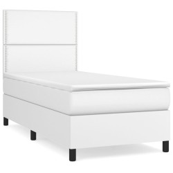 vidaXL Cama box spring con colchón cuero sintético blanco 90x190 cm