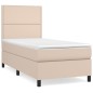 vidaXL Cama box spring con colchón cuero sintético capuchino 80x200 cm vidaXL Cama box spring con colchón cuero sintético capuchino 80x200 cm