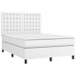 vidaXL Cama box spring con colchón cuero sintético blanco 140x200cm vidaXL Cama box spring con colchón cuero sintético blanco 140x200cm