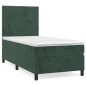 vidaXL Cama box spring con colchón terciopelo verde oscuro 100x200 cm vidaXL Cama box spring con colchón terciopelo verde oscuro 100x200 cm