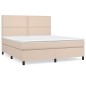 vidaXL Cama box spring con colchón cuero sintético capuchino 160x200cm vidaXL Cama box spring con colchón cuero sintético capuchino 160x200cm