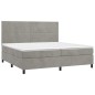 vidaXL Cama box spring con colchón terciopelo gris claro 200x200 cm