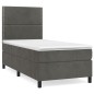 vidaXL Cama box spring con colchón terciopelo gris oscuro 90x190 cm vidaXL Cama box spring con colchón terciopelo gris oscuro 90x190 cm