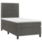 vidaXL Cama box spring con colchón terciopelo gris oscuro 90x190 cm vidaXL Cama box spring con colchón terciopelo gris oscuro 90x190 cm