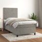 vidaXL Cama box spring con colchón terciopelo gris claro 90x190 cm vidaXL Cama box spring con colchón terciopelo gris claro 90x190 cm