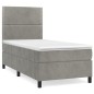 vidaXL Cama box spring con colchón terciopelo gris claro 90x190 cm vidaXL Cama box spring con colchón terciopelo gris claro 90x190 cm