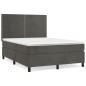 vidaXL Cama box spring con colchón terciopelo gris oscuro 140x190 cm vidaXL Cama box spring con colchón terciopelo gris oscuro 140x190 cm