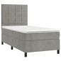 vidaXL Cama box spring con colchón terciopelo gris claro 90x190 cm vidaXL Cama box spring con colchón terciopelo gris claro 90x190 cm