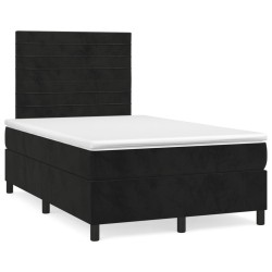 vidaXL Cama box spring con colchón terciopelo negro 120x200 cm