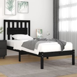 vidaXL Estructura de cama madera maciza pino negra 75x190 cm 2FT6