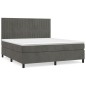 vidaXL Cama box spring con colchón terciopelo gris oscuro 180x200 cm