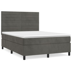 vidaXL Cama box spring con colchón terciopelo gris oscuro 140x190 cm