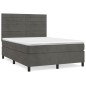 vidaXL Cama box spring con colchón terciopelo gris oscuro 140x190 cm vidaXL Cama box spring con colchón terciopelo gris oscuro 140x190 cm