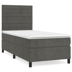 vidaXL Cama box spring con colchón terciopelo gris oscuro 90x190 cm 
