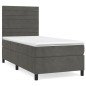 vidaXL Cama box spring con colchón terciopelo gris oscuro 90x190 cm vidaXL Cama box spring con colchón terciopelo gris oscuro 90x190 cm