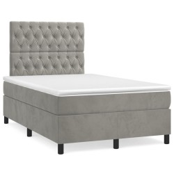 vidaXL Cama box spring con colchón terciopelo gris claro 120x200 cm