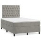 vidaXL Cama box spring con colchón terciopelo gris claro 120x200 cm