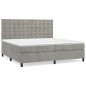vidaXL Cama box spring con colchón terciopelo gris claro 200x200 cm vidaXL Cama box spring con colchón terciopelo gris claro 200x200 cm