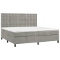 vidaXL Cama box spring con colchón terciopelo gris claro 200x200 cm vidaXL Cama box spring con colchón terciopelo gris claro 200x200 cm