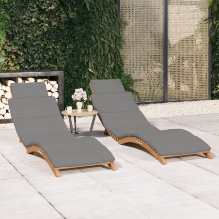 vidaXL Tumbonas con cojines 2 unidades madera maciza de teca