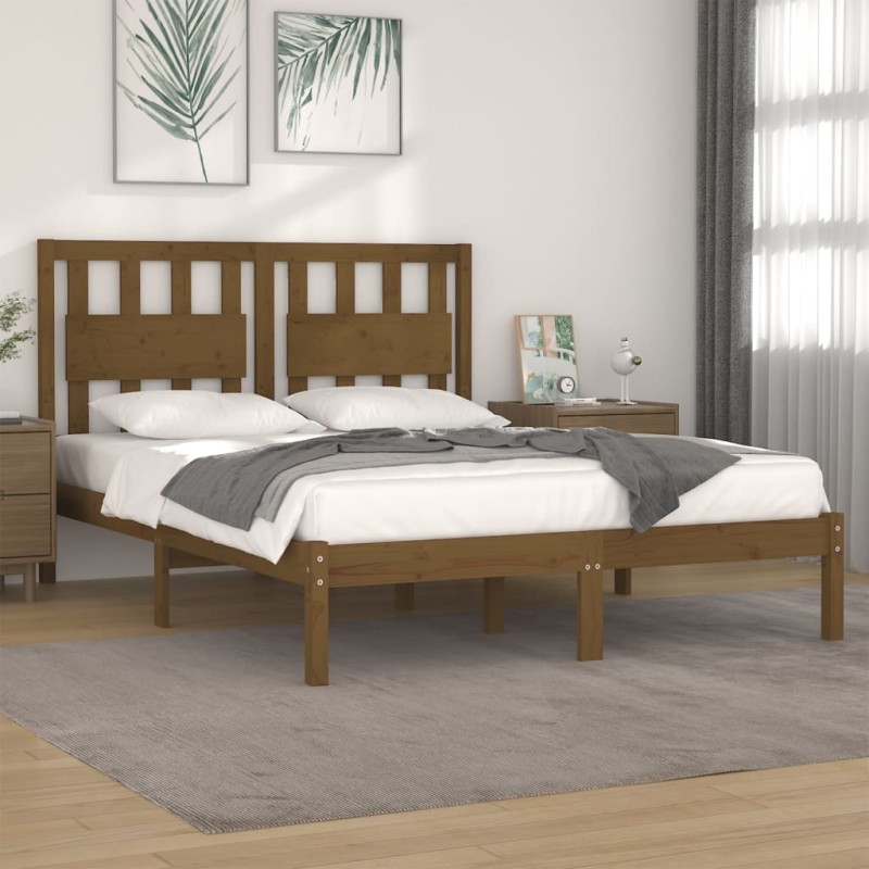 vidaXL Estructura de cama madera maciza de pino marrón miel 120x200 cm vidaXL Estructura de cama madera maciza de pino marrón miel 120x200 cm