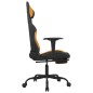 vidaXL Silla gaming con reposapiés tela negro y naranja