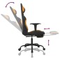 vidaXL Silla gaming con reposapiés tela negro y naranja