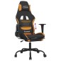 vidaXL Silla gaming con reposapiés tela negro y naranja