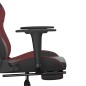 vidaXL Silla gaming con reposapiés cuero sintético negro rojo tinto vidaXL Silla gaming con reposapiés cuero sintético negro rojo tinto