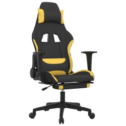 vidaXL Silla gaming con reposapiés tela amarillo y negro