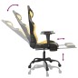 vidaXL Silla gaming con reposapiés cuero sintético negro dorado