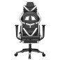 vidaXL Silla gaming con reposapiés cuero sintético negro blanco vidaXL Silla gaming con reposapiés cuero sintético negro blanco