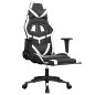 vidaXL Silla gaming con reposapiés cuero sintético negro blanco vidaXL Silla gaming con reposapiés cuero sintético negro blanco