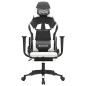 vidaXL Silla gaming con reposapiés cuero sintético negro blanco