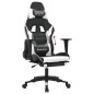 vidaXL Silla gaming con reposapiés cuero sintético negro blanco