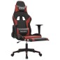 vidaXL Silla gaming con reposapiés cuero sintético negro rojo tinto vidaXL Silla gaming con reposapiés cuero sintético negro rojo tinto