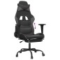 vidaXL Silla gaming con reposapiés cuero sintético negro gris vidaXL Silla gaming con reposapiés cuero sintético negro gris