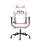 vidaXL Silla gaming con reposapiés cuero sintético blanco y rosa vidaXL Silla gaming con reposapiés cuero sintético blanco y rosa