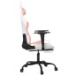 vidaXL Silla gaming con reposapiés cuero sintético blanco y rosa vidaXL Silla gaming con reposapiés cuero sintético blanco y rosa