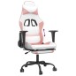 vidaXL Silla gaming con reposapiés cuero sintético blanco y rosa vidaXL Silla gaming con reposapiés cuero sintético blanco y rosa