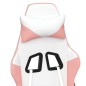 vidaXL Silla gaming con reposapiés cuero sintético blanco y rosa vidaXL Silla gaming con reposapiés cuero sintético blanco y rosa