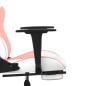 vidaXL Silla gaming con reposapiés cuero sintético blanco y rosa vidaXL Silla gaming con reposapiés cuero sintético blanco y rosa