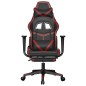 vidaXL Silla gaming con reposapiés cuero sintético negro rojo tinto vidaXL Silla gaming con reposapiés cuero sintético negro rojo tinto