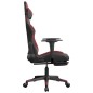 vidaXL Silla gaming con reposapiés cuero sintético negro rojo tinto vidaXL Silla gaming con reposapiés cuero sintético negro rojo tinto