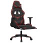 vidaXL Silla gaming con reposapiés cuero sintético negro rojo tinto vidaXL Silla gaming con reposapiés cuero sintético negro rojo tinto